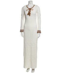 CALYPSO Scoop Neck Knit Eyelet Long Dress Size: XS Fit Small as well